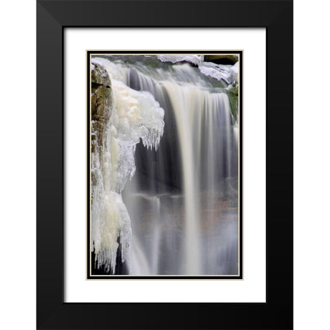 West Virginia, Blackwater Falls Frozen waterfall Black Modern Wood Framed Art Print with Double Matting by OBrien, Jay