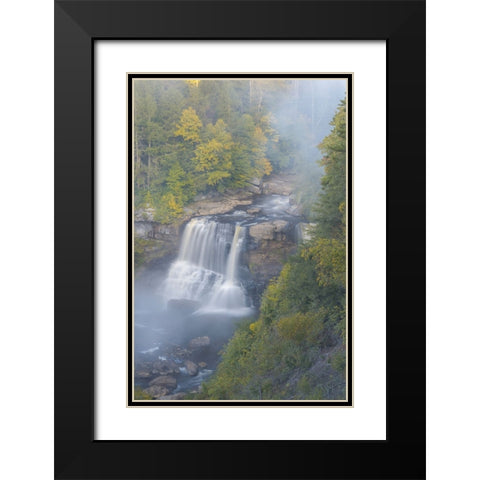 USA-West Virginia-Davis Overview of waterfall in Blackwater State Park Black Modern Wood Framed Art Print with Double Matting by Jaynes Gallery