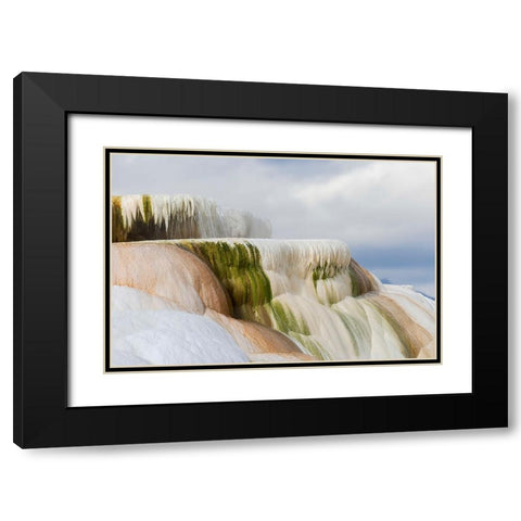 Colorful terrace-Canary Spring-Mammoth Hot Springs-Yellowstone National Park-Wyoming Black Modern Wood Framed Art Print with Double Matting by Jones, Adam