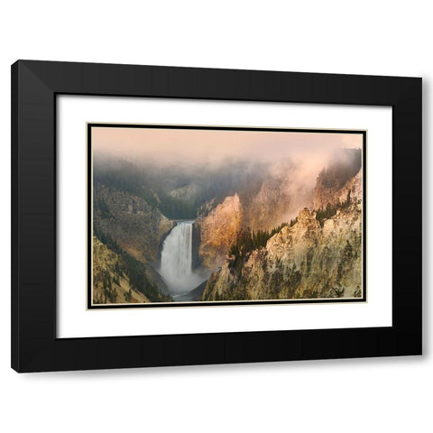 Lower Falls at sunrise from Artist Point-Yellowstone National Park-Wyoming Black Modern Wood Framed Art Print with Double Matting by Jones, Adam