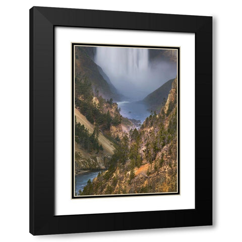 Lower Falls at sunrise from Artist Point-Yellowstone National Park-Wyoming Black Modern Wood Framed Art Print with Double Matting by Jones, Adam