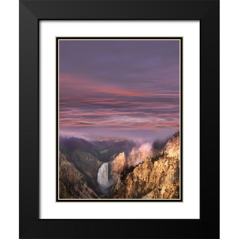 Lower Falls at sunrise from Artist Point-Yellowstone National Park-Wyoming Black Modern Wood Framed Art Print with Double Matting by Jones, Adam