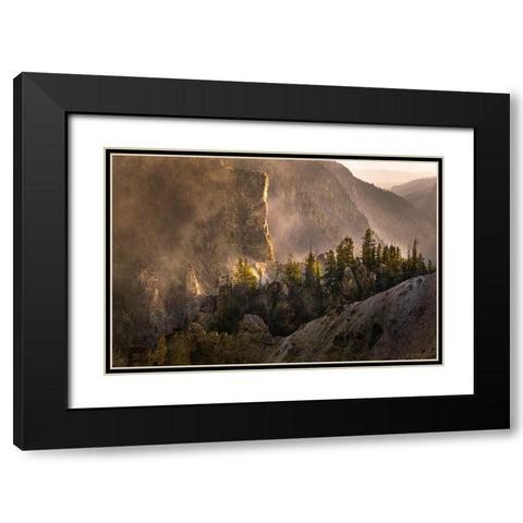 View from Artist Point at sunrise-Grand Canyon of Yellowstone-Yellowstone National Park-Wyoming Black Modern Wood Framed Art Print with Double Matting by Jones, Adam