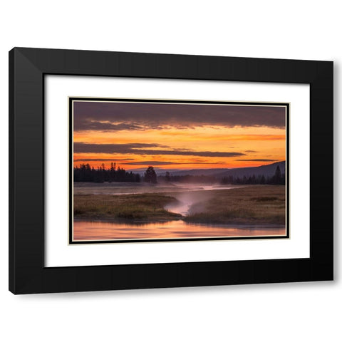 Madison River at sunrise-Yellowstone National Park-Wyoming Black Modern Wood Framed Art Print with Double Matting by Jones, Adam