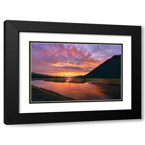 Madison River at sunrise-Yellowstone National Park-Wyoming Black Modern Wood Framed Art Print with Double Matting by Jones, Adam