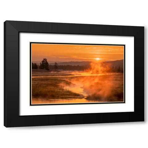 Madison River at sunrise-Yellowstone National Park-Wyoming Black Modern Wood Framed Art Print with Double Matting by Jones, Adam