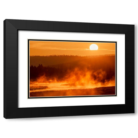 Madison River at sunrise-Yellowstone National Park-Wyoming Black Modern Wood Framed Art Print with Double Matting by Jones, Adam