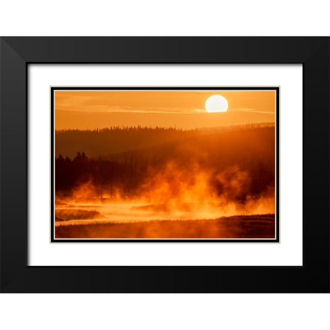 Madison River at sunrise-Yellowstone National Park-Wyoming Black Modern Wood Framed Art Print with Double Matting by Jones, Adam
