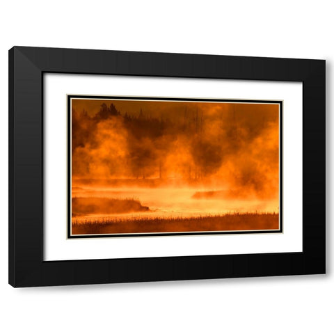 Madison River at sunrise-Yellowstone National Park-Wyoming Black Modern Wood Framed Art Print with Double Matting by Jones, Adam