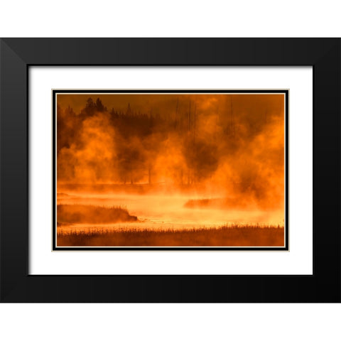 Madison River at sunrise-Yellowstone National Park-Wyoming Black Modern Wood Framed Art Print with Double Matting by Jones, Adam