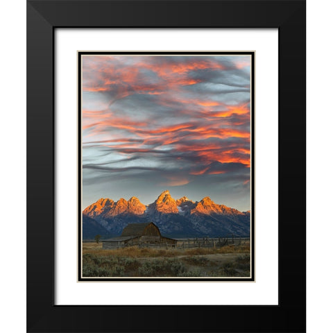 Historical Moulton barn at sunrise-Grand Teton National Park-Wyoming Black Modern Wood Framed Art Print with Double Matting by Jones, Adam