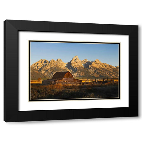 Historical Moulton barn at sunrise-Grand Teton National Park-Wyoming Black Modern Wood Framed Art Print with Double Matting by Jones, Adam