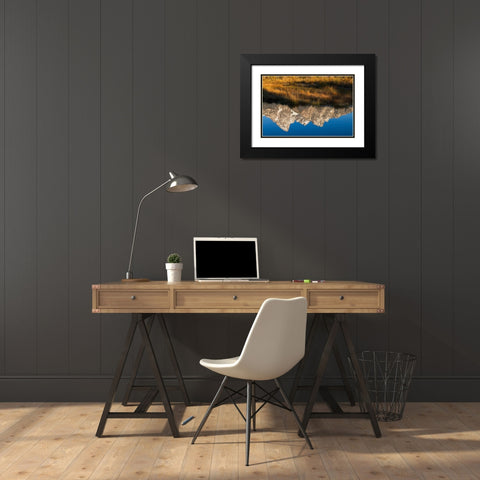 Teton Range reflected in Snake River from Schwabacher Landing-Grand Teton National Park-Wyoming Black Modern Wood Framed Art Print with Double Matting by Jones, Adam