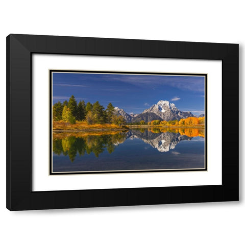 Autumn view of Mount Moran and Snake River-Grand Teton National Park-Wyoming Black Modern Wood Framed Art Print with Double Matting by Jones, Adam