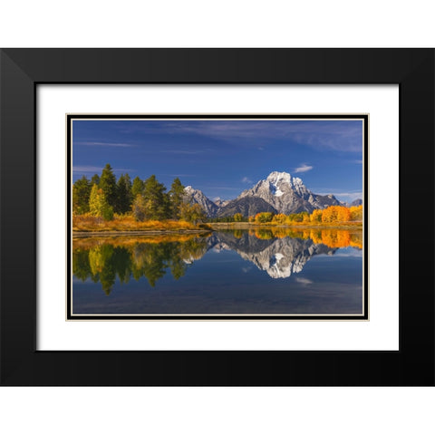 Autumn view of Mount Moran and Snake River-Grand Teton National Park-Wyoming Black Modern Wood Framed Art Print with Double Matting by Jones, Adam