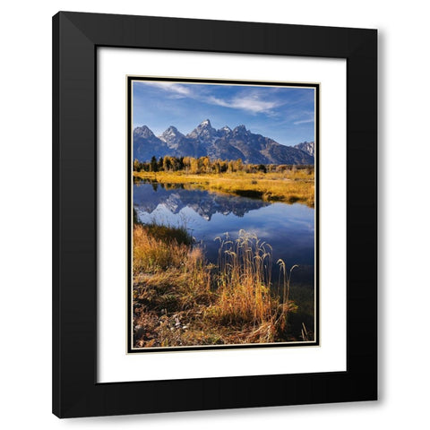 Teton Range from Schwabacher Landing-Grand Teton National Park-Wyoming Black Modern Wood Framed Art Print with Double Matting by Jones, Adam
