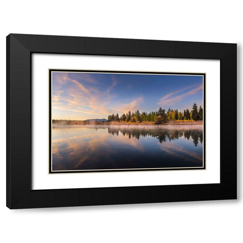Tranquil autumn scene along Snake River-Grand Teton National Park-Wyoming Black Modern Wood Framed Art Print with Double Matting by Jones, Adam