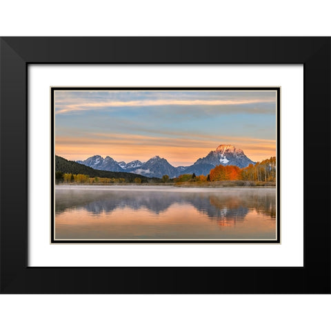 Autumn view of Mount Moran and Snake River-Grand Teton National Park-Wyoming Black Modern Wood Framed Art Print with Double Matting by Jones, Adam