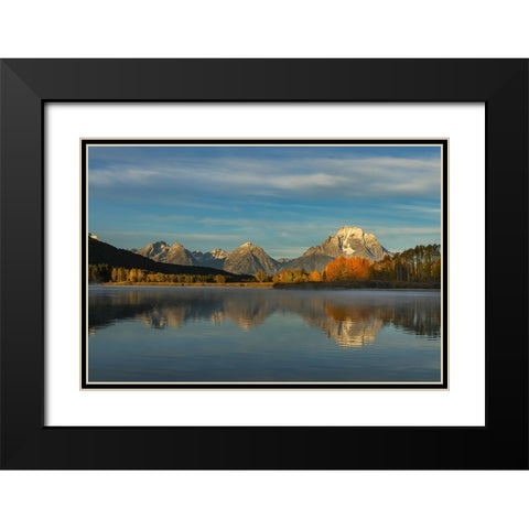 Autumn view of Mount Moran and Snake River-Grand Teton National Park-Wyoming Black Modern Wood Framed Art Print with Double Matting by Jones, Adam
