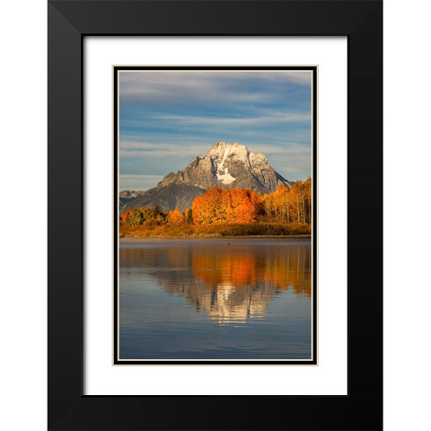 Autumn view of Mount Moran and Snake River-Grand Teton National Park-Wyoming Black Modern Wood Framed Art Print with Double Matting by Jones, Adam