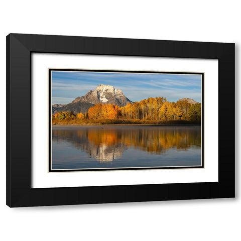 Autumn view of Mount Moran and Snake River-Grand Teton National Park-Wyoming Black Modern Wood Framed Art Print with Double Matting by Jones, Adam