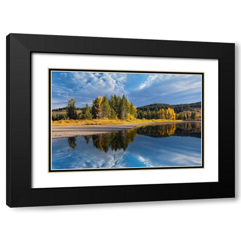 Tranquil autumn scene along Snake River-Grand Teton National Park-Wyoming Black Modern Wood Framed Art Print with Double Matting by Jones, Adam