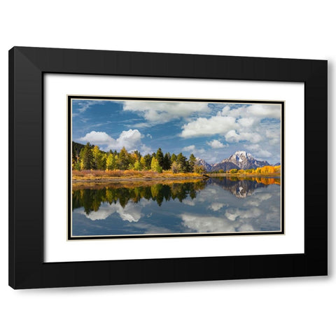 Autumn view of Mount Moran and Snake River-Grand Teton National Park-Wyoming Black Modern Wood Framed Art Print with Double Matting by Jones, Adam