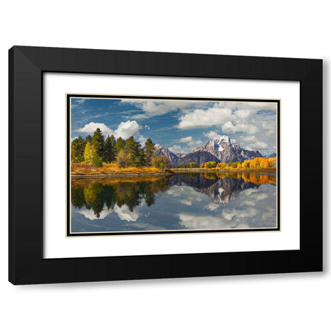 Autumn view of Mount Moran and Snake River-Grand Teton National Park-Wyoming Black Modern Wood Framed Art Print with Double Matting by Jones, Adam