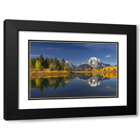 Autumn view of Mount Moran and Snake River-Grand Teton National Park-Wyoming Black Modern Wood Framed Art Print with Double Matting by Jones, Adam