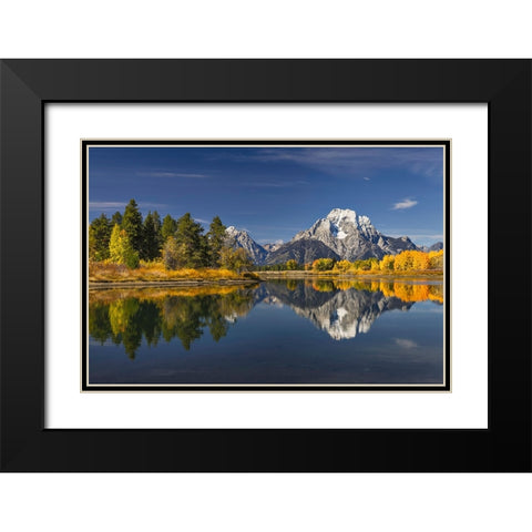 Autumn view of Mount Moran and Snake River-Grand Teton National Park-Wyoming Black Modern Wood Framed Art Print with Double Matting by Jones, Adam