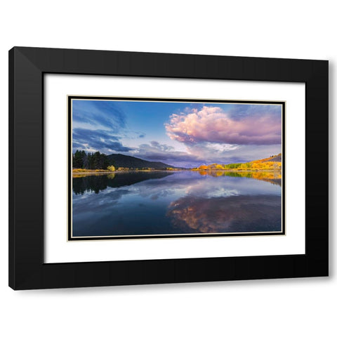 Sunrise on Teton Range-from Oxbow Bend-Grand Teton National Park-Wyoming Black Modern Wood Framed Art Print with Double Matting by Jones, Adam