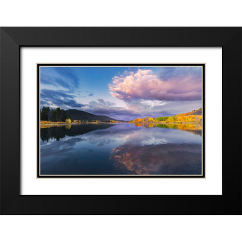 Sunrise on Teton Range-from Oxbow Bend-Grand Teton National Park-Wyoming Black Modern Wood Framed Art Print with Double Matting by Jones, Adam