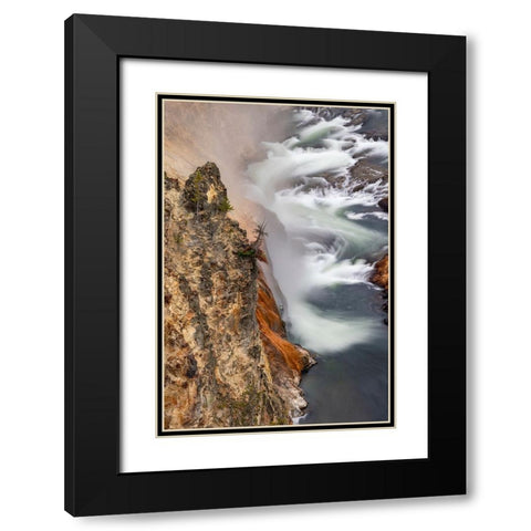 Turbulent water below Lower Falls-Grand Canyon of the Yellowstone-Yellowstone National Park-Wyoming Black Modern Wood Framed Art Print with Double Matting by Jones, Adam