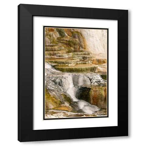 Canary Spring terraces at sunrise-Mammoth Hot Springs-Yellowstone National Park-Wyoming Black Modern Wood Framed Art Print with Double Matting by Jones, Adam