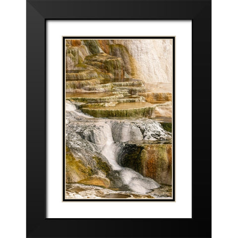 Canary Spring terraces at sunrise-Mammoth Hot Springs-Yellowstone National Park-Wyoming Black Modern Wood Framed Art Print with Double Matting by Jones, Adam