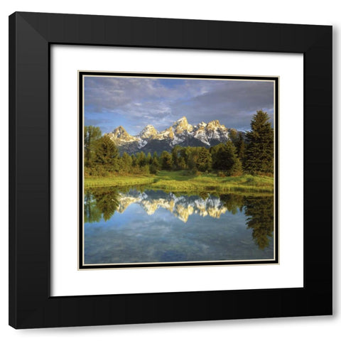 WY, Grand Tetons reflecting in the Snake River Black Modern Wood Framed Art Print with Double Matting by Talbot Frank, Christopher