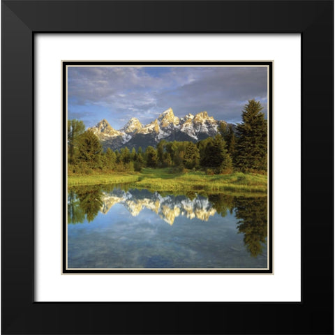 WY, Grand Tetons reflecting in the Snake River Black Modern Wood Framed Art Print with Double Matting by Talbot Frank, Christopher