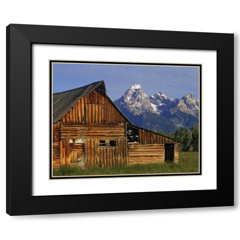 WY, Grand Tetons A weathered wooden barn Black Modern Wood Framed Art Print with Double Matting by Flaherty, Dennis