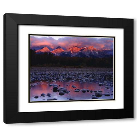 WY, Grand Tetons and the Snake River at sunrise Black Modern Wood Framed Art Print with Double Matting by Talbot Frank, Christopher