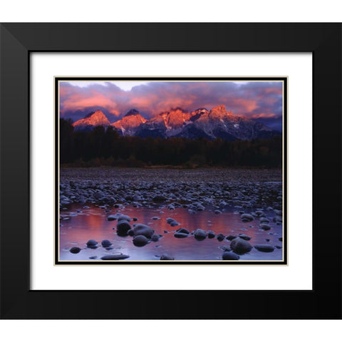 WY, Grand Tetons and the Snake River at sunrise Black Modern Wood Framed Art Print with Double Matting by Talbot Frank, Christopher