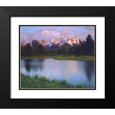 WY, Grand Tetons and the Snake River at sunrise Black Modern Wood Framed Art Print with Double Matting by Talbot Frank, Christopher