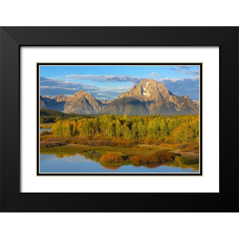 Wyoming, Grand Teton NP Sunrise on Snake River Black Modern Wood Framed Art Print with Double Matting by Paulson, Don