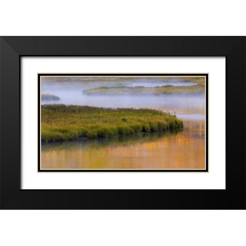 Wyoming, Yellowstone Morning at Madison River Black Modern Wood Framed Art Print with Double Matting by Paulson, Don