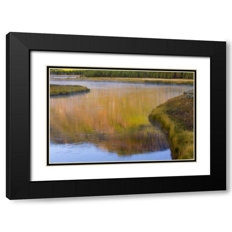 Wyoming, Yellowstone Morning at Madison River Black Modern Wood Framed Art Print with Double Matting by Paulson, Don