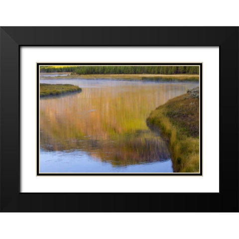 Wyoming, Yellowstone Morning at Madison River Black Modern Wood Framed Art Print with Double Matting by Paulson, Don