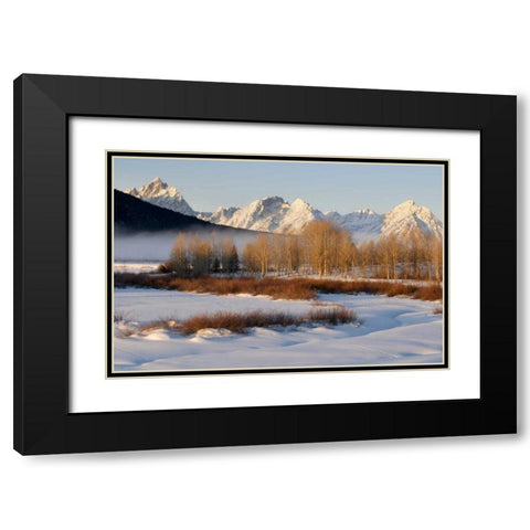 Wyoming, Grand Tetons NP Oxbow Bend in winter Black Modern Wood Framed Art Print with Double Matting by Bush, Marie