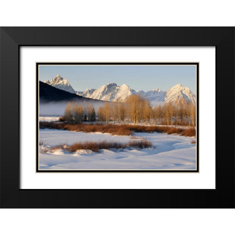 Wyoming, Grand Tetons NP Oxbow Bend in winter Black Modern Wood Framed Art Print with Double Matting by Bush, Marie