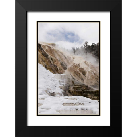 Wyoming, Yellowstone Mammoth Hot Springs scenic Black Modern Wood Framed Art Print with Double Matting by Bush, Marie