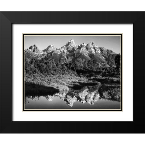 USA, Wyoming, Grand Teton NP Mountain sunrise Black Modern Wood Framed Art Print with Double Matting by Flaherty, Dennis