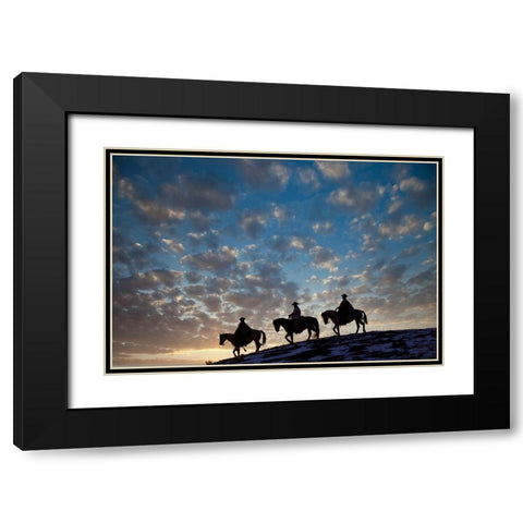 USA- Shell- Wyoming. Hideout Ranch cowboys and cowgirls Black Modern Wood Framed Art Print with Double Matting by Gulin, Darrell